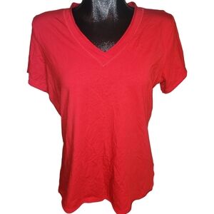 CoCo Y Club Red V-Neck Short Sleeve Top Size XL